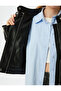 Zippered Pocketed Stand Collar Crop Faux Leather Jacket - 5
