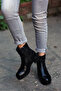 (Toki̇o) Black Genuine Leather Zippered Non-Slip Sole Boots Black Flotter - 8