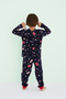 Boy's Navy Blue Colored Patterned Cotton Pajama Set 24225805 - 3