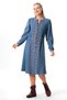Long Sleeve Sparkly V-Neck Autumn and Winter Embroidered Short Double Muslin Dress Indigo Indg