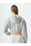 Crop Sweatshirt Hooded Zippered Corset Detailed Pocket Ribbon - 4