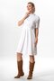 Short Sleeve Gizem Half-Neck Autumn and Winter Elastic Midi Length Double Muslin Dress White Byz - 7