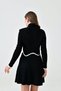 Women's Turtleneck Asymmetrical Cut Long Sleeve Black Crop Knitwear Sweater 137 - 3