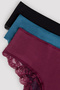 Dark Tones Lace Detailed 3-Piece Multicolored Hipster Panties - 5
