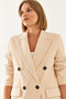 Women's Beige Buttoned Cashmere Coat 8100 60351082 - 5