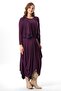 Long Sleeve Atlas Autumn and Winter Asymmetric Cut Authentic Long Combed Cotton Viscose Dress Plum Mrd - 6