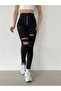 Women's 5-Button V Detail Waist Ripped Jeans - 3
