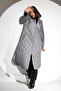 Gray Hooded Zippered Puffer Long Jacket - 4