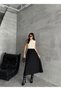 Women's High Waist Midi Length Elastic Waist Flared Denim Skirt - 6