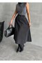 Women's High Waist Midi Length Elastic Waist Flared Denim Skirt - 3