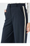 Straight Wide Leg Fabric Trousers with Pockets and Stripe Detail on the Sides - 5
