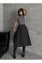 Women's High Waist Midi Length Elastic Waist Flared Denim Skirt - 2