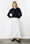 White Skirt - Gather Detailed