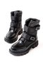 Girl's Black Velcro Parachute Fabric Waterproof Anti-Slip Sole Boots
