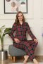 Red Plaid Natural Cotton Long Sleeve Pajamas Set - 2