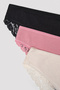 Love Lace Detailed 3-Piece Brazilian Panties - 5