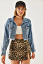 Women's Blue Ripped Detailed Crop Denim Jacket 60251948 - 7