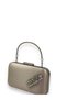 Nude Color Satin Silver Case with Silver Stones Handle Evening Dress Bag Portfolio - 2