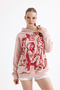 Pink We Vaguely Feel Many Printed Unisex Hoodie Oversize Hooded Sweatshirt - 4