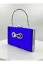 Cobalt Blue Colors Satin Silver Case Silver Stone Evening Dress Bag Evening Bag Portfolio - 2