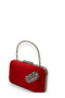 Red Color Satin Silver Case Silver Stone Handle Evening Dress Evening Bag Portfolio - 2
