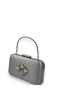 Gray Color Satin Silver Case Silver Stone Handle Evening Dress Evening Bag Portfolio