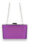 Purple Satin Evening Bag - with Silver Case and Chain, for Wedding and Engagement - 4