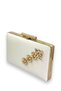 Women's Evening Dress Bag – Crystal Stone, Satin, Graduation Henna Clutch |   Ecru Pearl White - 2