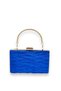 Cobalt Blue Pleated Satin Evening Dress Bag with Metal Handle Handles Wedding Engagement Henna Evening Bag Graduation Bag