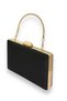 Black Color Glitter Non-Spill Imported Kumsim Metal Handle Evening Dress Bag with Stone Case - 2