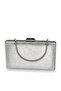 Silver Gray Crystal Patterned Matte Leather Metal Handle Evening Bag Evening Bag Henna Bag - 3