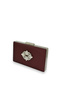 Burgundy Color Scratch-Resistant Satin Silver Stone Evening Dress Bag - 2
