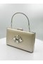 Nude Color Satin Silver Case Silver Stone Evening Dress Bag Evening Bag Portfolio - 2