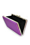 Purple Satin Evening Bag - with Silver Case and Chain, for Wedding and Engagement - 3