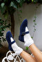 Potter Women's Dark Blue Genuine Suede Ballet Flats - 6