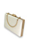 Ecru Crystal Patterned Matte Leather Metal Handle Evening Dress Bag Evening Bag Henna Wedding Engagement Bag - 4
