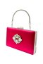 Fuchsia Color Satin Silver Case Silver Stone Evening Dress Bag Evening Bag Portfolio - 2