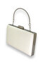 Ecru Crystal Patterned Matte Leather Metal Handle Evening Dress Bag Evening Bag Henna Wedding Engagement Bag - 2
