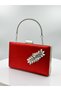 Red Color Satin Silver Case Silver Stone Evening Dress Bag Evening Bag Portfolio - 2