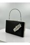 Black Color Satin Silver Case Silver Stone Evening Dress Bag Evening Bag Portfolio