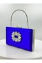 Cobalt Blue Colors Satin Silver Case Silver Stone Evening Dress Bag Evening Bag Portfolio - 2