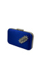 Cobalt Blue Colors Satin Silver Case Silver Stone Evening Dress Bag Evening Bag Portfolio - 2