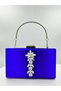 Cobalt Blue Colors Satin Silver Case Silver Stone Evening Dress Bag Evening Bag Portfolio
