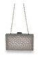 Anthracite Gray Platinum Color Laser Patterned Metal Handle Evening Dress Bag Evening Bag Wedding Engagement Wedding - 4