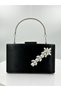 Black Color Satin Silver Case Silver Stone Evening Dress Bag Evening Bag Portfolio