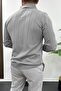 Men's half zip polo collar Transitional sweater gray edw195 - 3