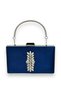 Navy Blue Color Satin Crystal Stone Evening Dress Bag Evening Bag Henna Bridal Bag Clutch