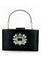 Black Color Satin Silver Case Silver Stone Evening Dress Bag Evening Bag Portfolio