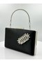 Black Color Satin Silver Case Silver Stone Evening Dress Bag Evening Bag Portfolio - 2