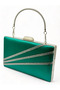 Green Satin Evening Dress Bag and Night Portfolio with Silver Case - 2
